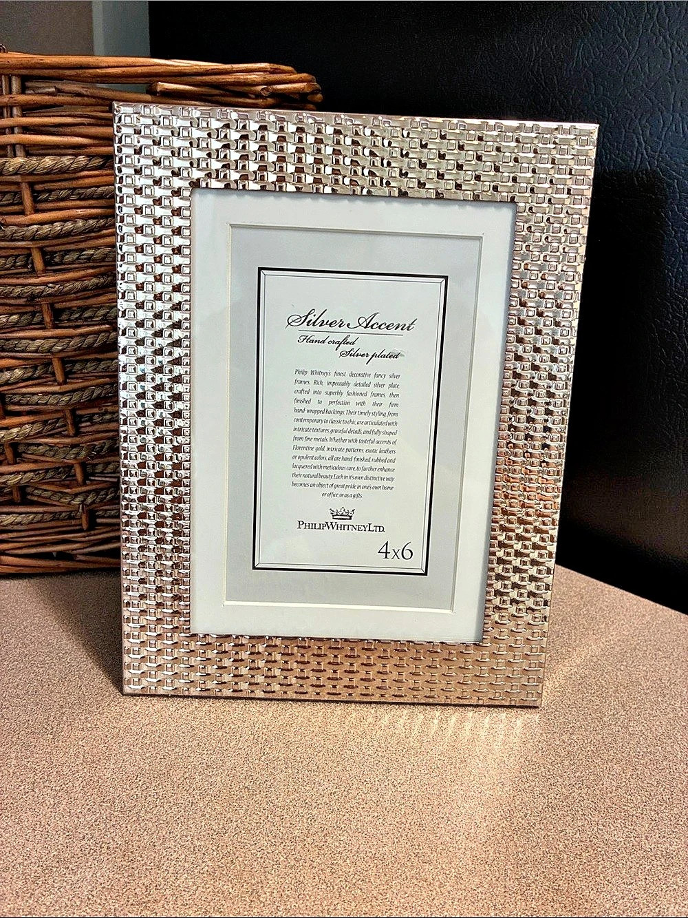 Philip Whitney Silvet-plated 4x6 picture frame